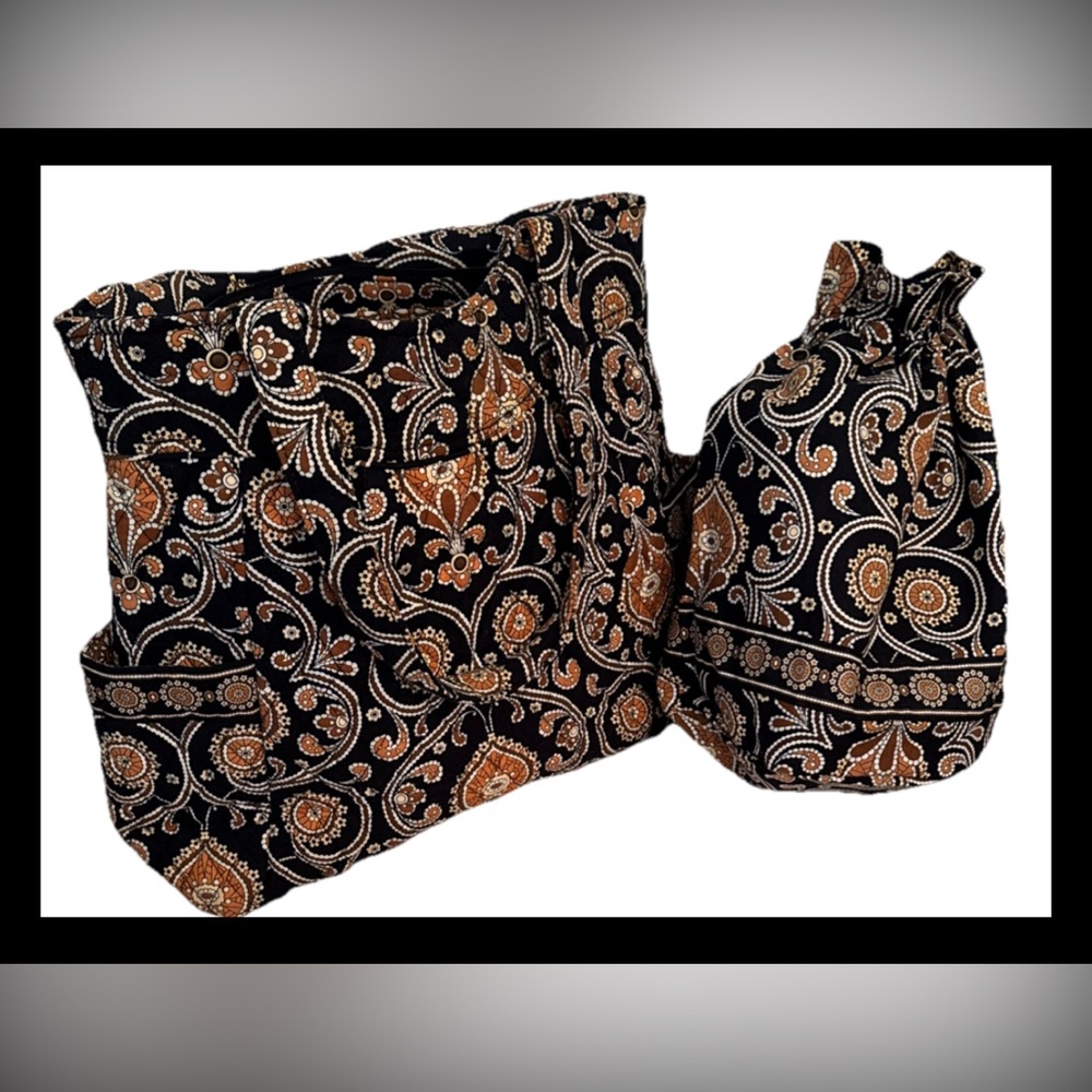 Vera Bradley Black and Orange Paisley Tote